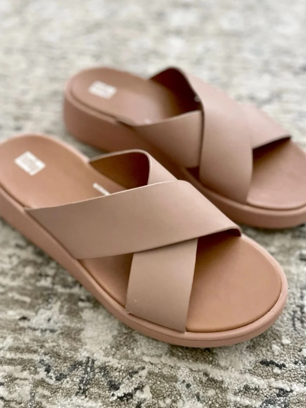 Fitflop Blush Nude Crossover Slide Sandals